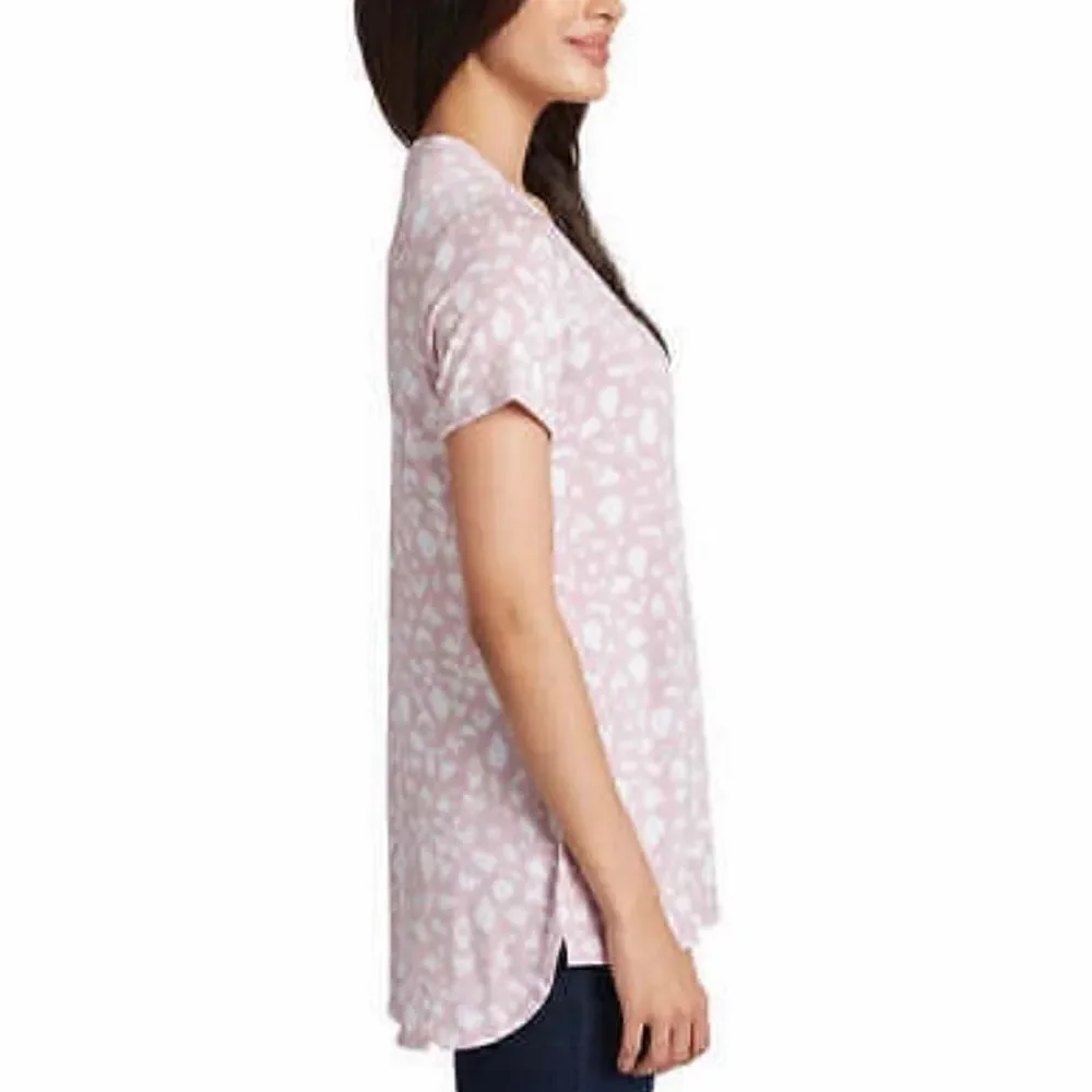 ELLEN TRACY Ladies Short Sleeve HiLo Hem Tunic Top - Picture 3 of 5